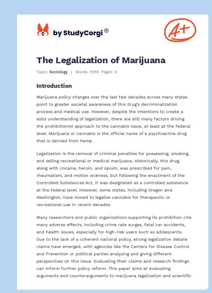 The Legalization of Marijuana. Page 1