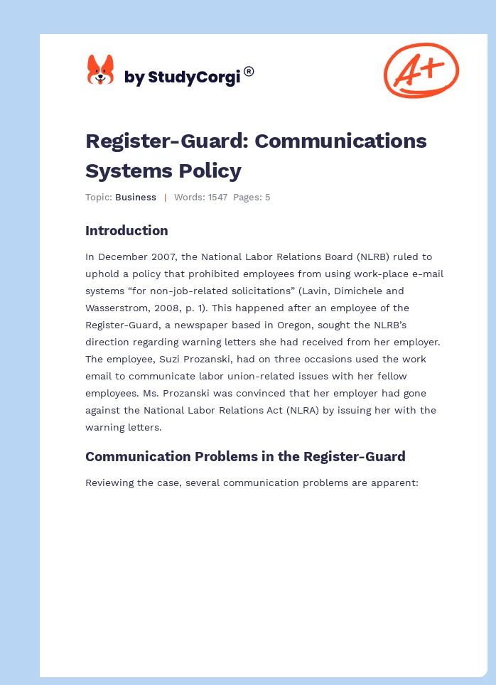 Register-Guard: Communications Systems Policy. Page 1