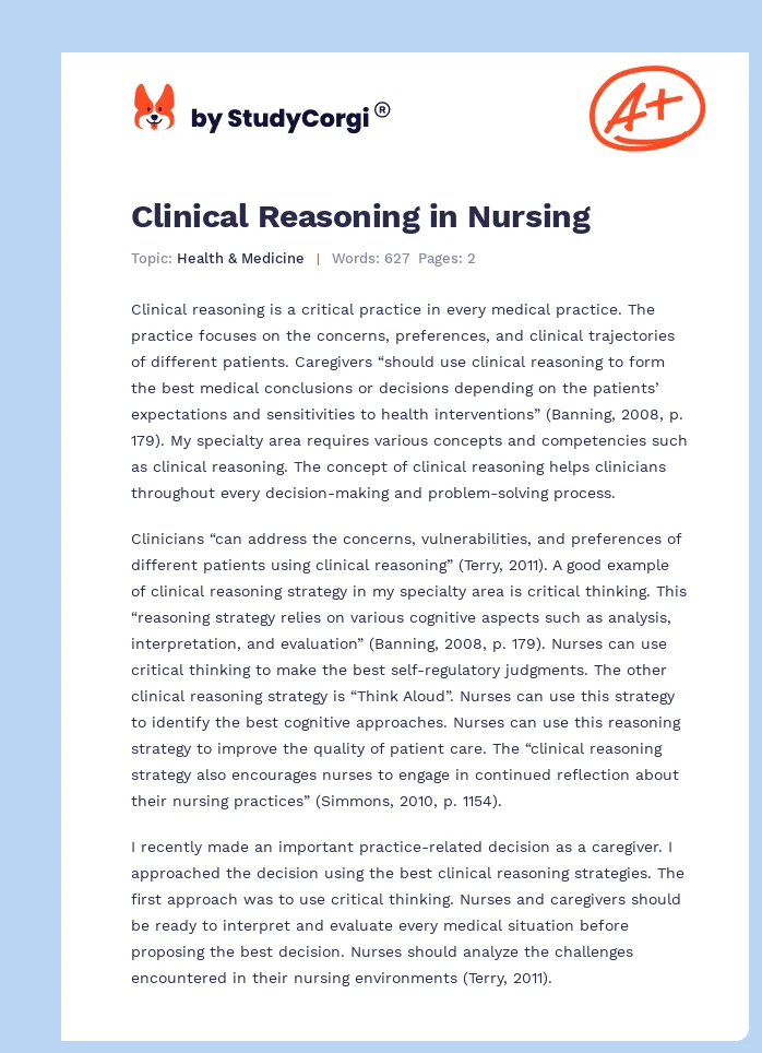 Clinical Reasoning in Nursing. Page 1