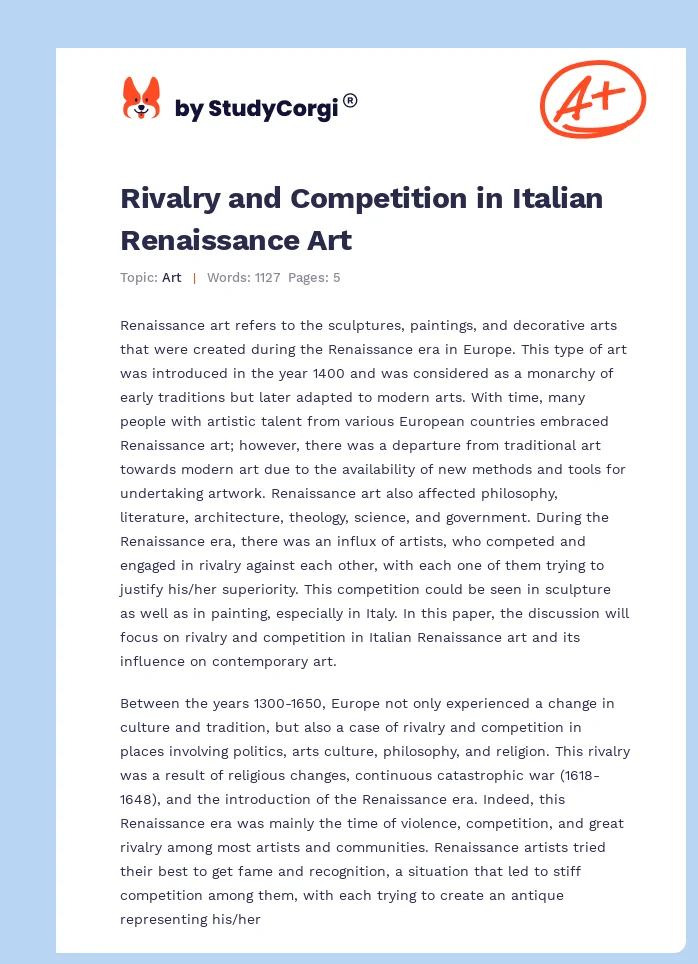 Rivalry and Competition in Italian Renaissance Art. Page 1