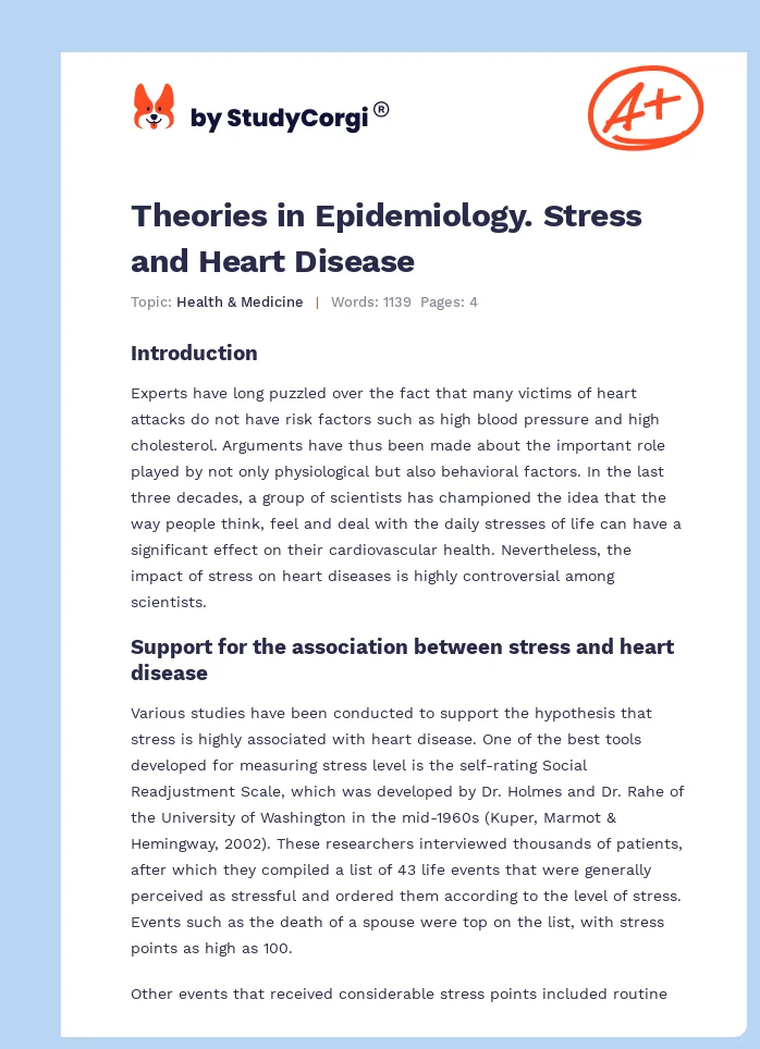 Theories in Epidemiology. Stress and Heart Disease. Page 1