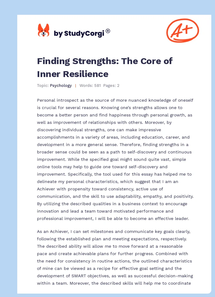 Finding Strengths: The Core of Inner Resilience. Page 1