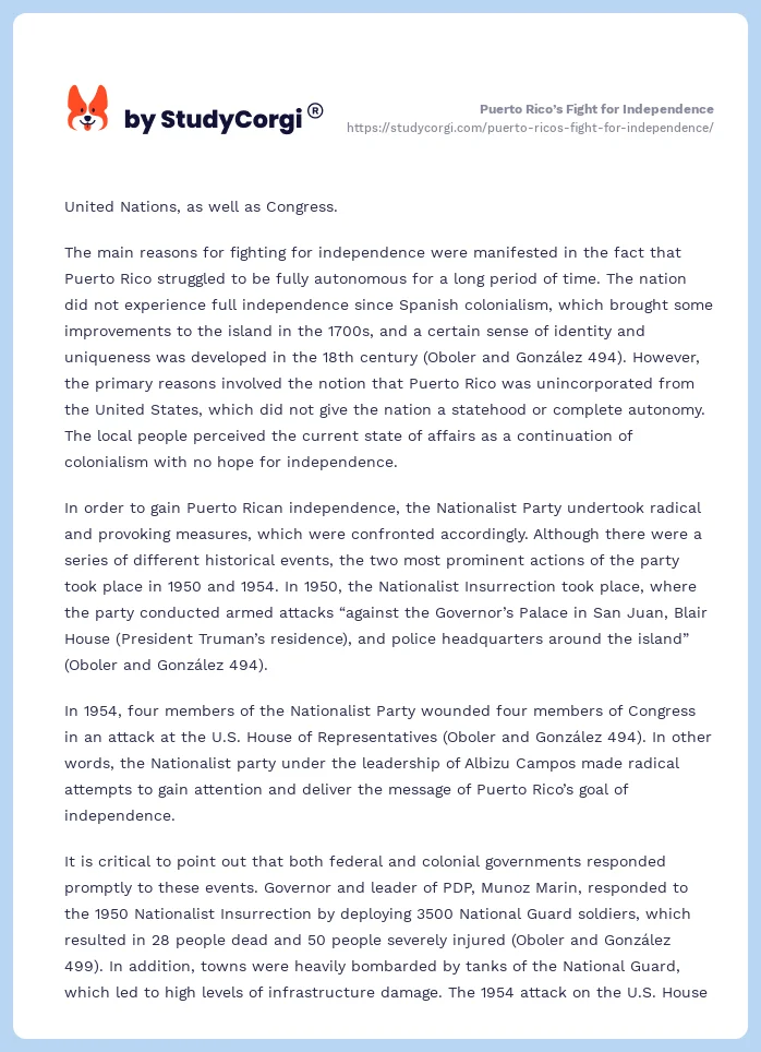 Puerto Rico’s Fight for Independence. Page 2