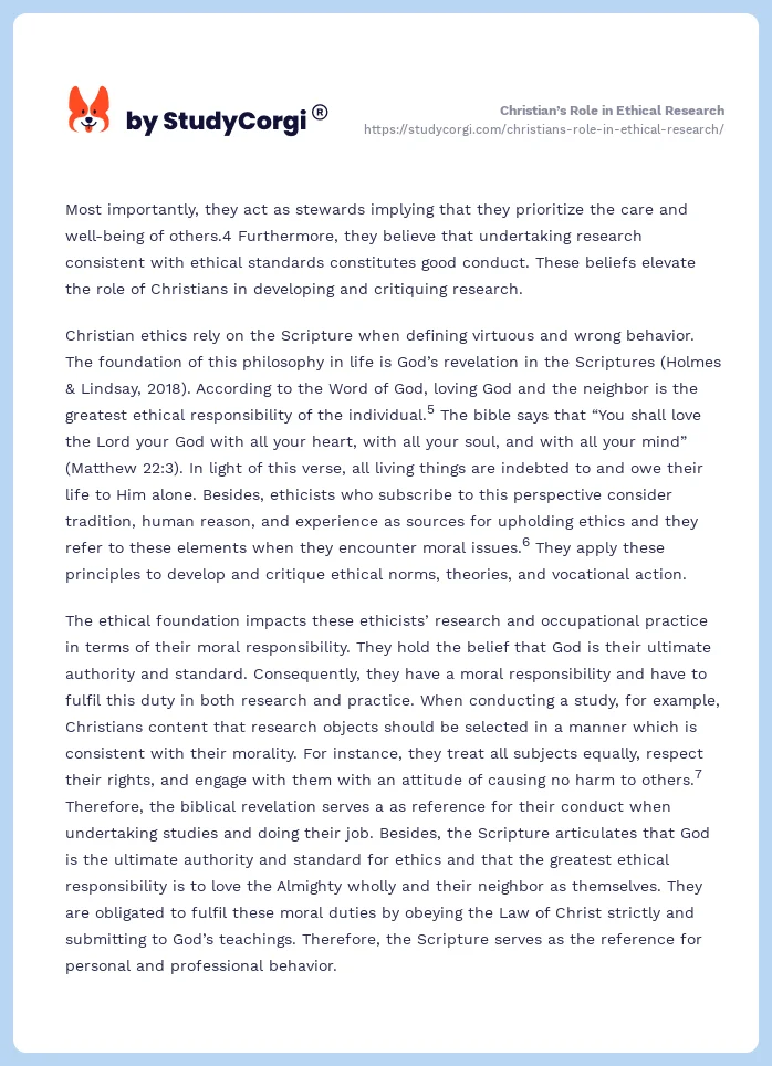 Christian’s Role in Ethical Research. Page 2