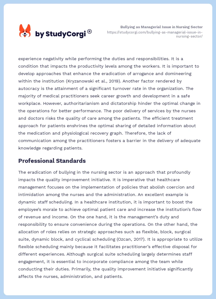 Bullying as Managerial Issue in Nursing Sector. Page 2