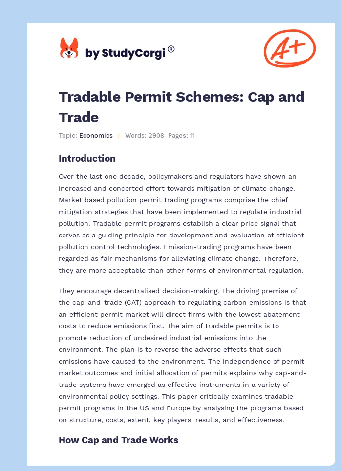 Tradable Permit Schemes: Cap and Trade. Page 1