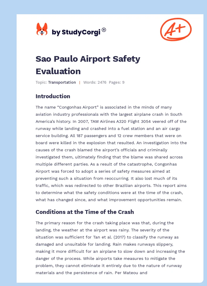 Sao Paulo Airport Safety Evaluation. Page 1