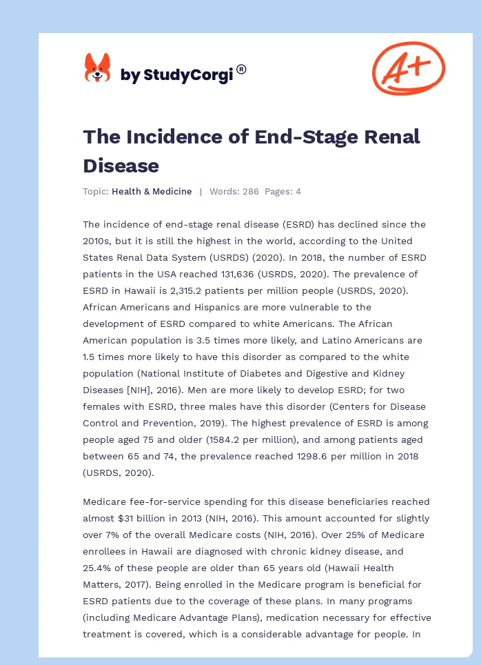 The Incidence of End-Stage Renal Disease. Page 1