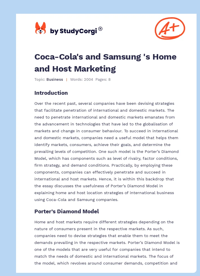 Coca-Cola's and Samsung 's Home and Host Marketing. Page 1
