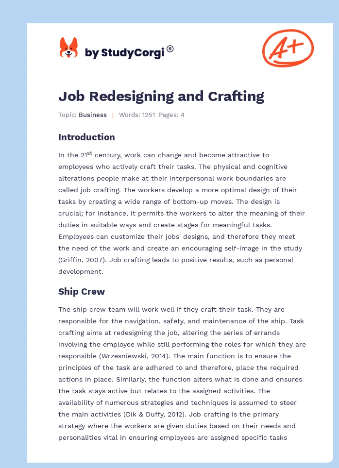 Job Redesigning and Crafting. Page 1