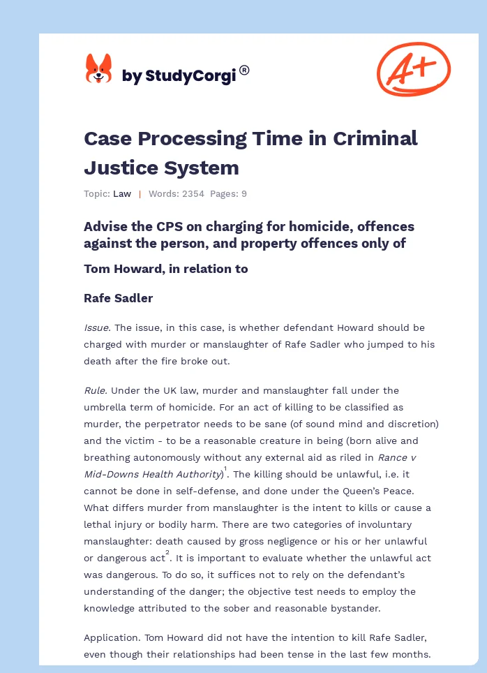 Case Processing Time in Criminal Justice System. Page 1