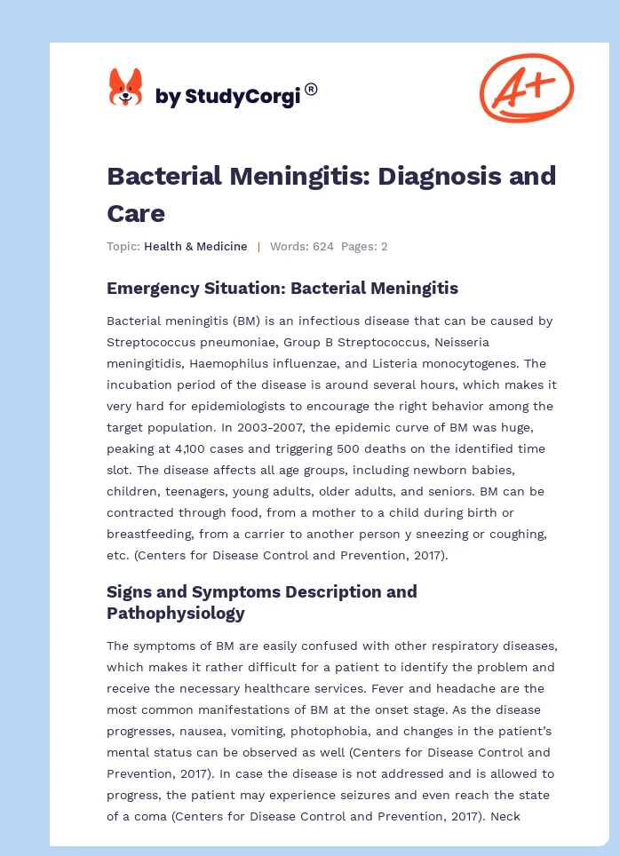 Bacterial Meningitis: Diagnosis and Care. Page 1