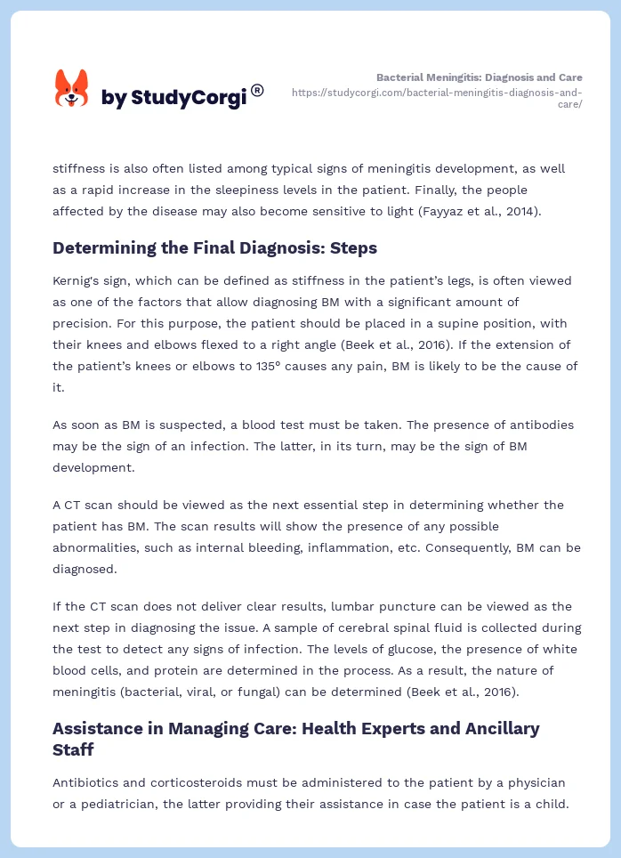 Bacterial Meningitis: Diagnosis and Care. Page 2