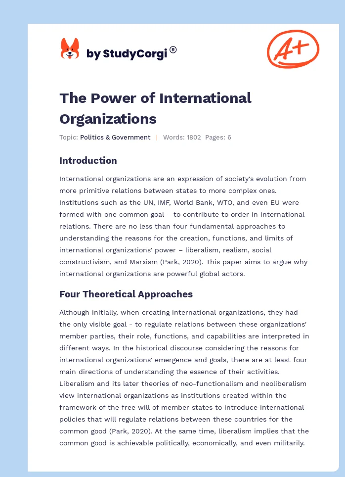 The Power of International Organizations. Page 1