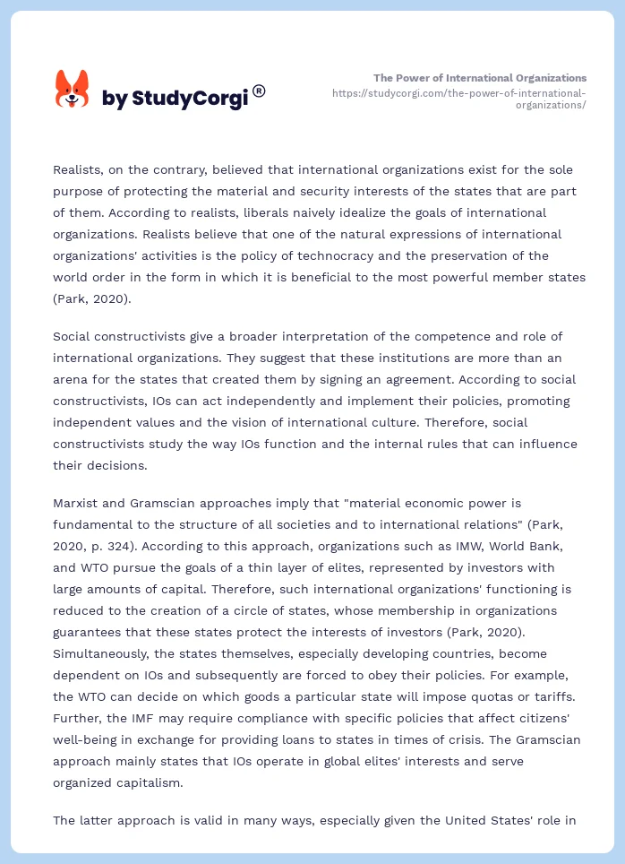 The Power of International Organizations. Page 2