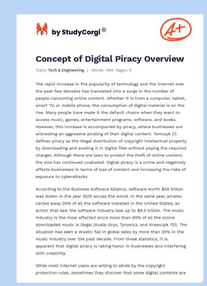 how to prevent digital piracy essay