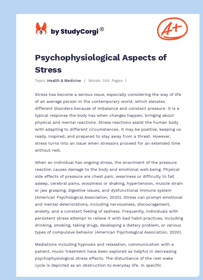 Psychophysiological Aspects of Stress. Page 1
