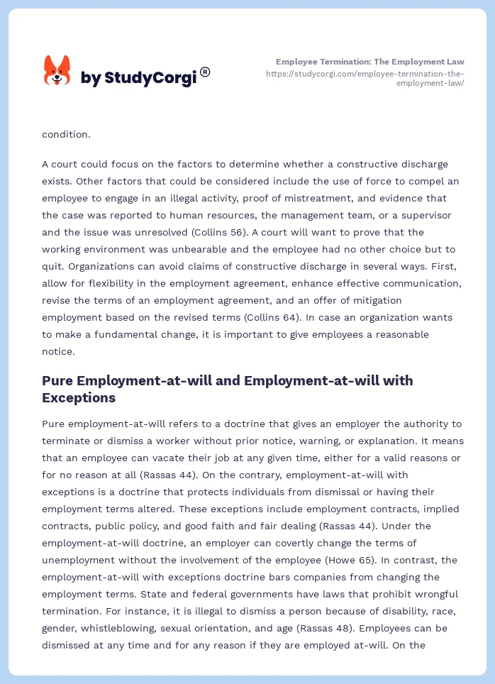 Employee Termination: The Employment Law. Page 2