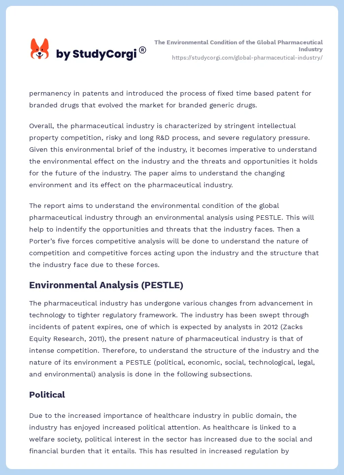 The Environmental Condition of the Global Pharmaceutical Industry. Page 2