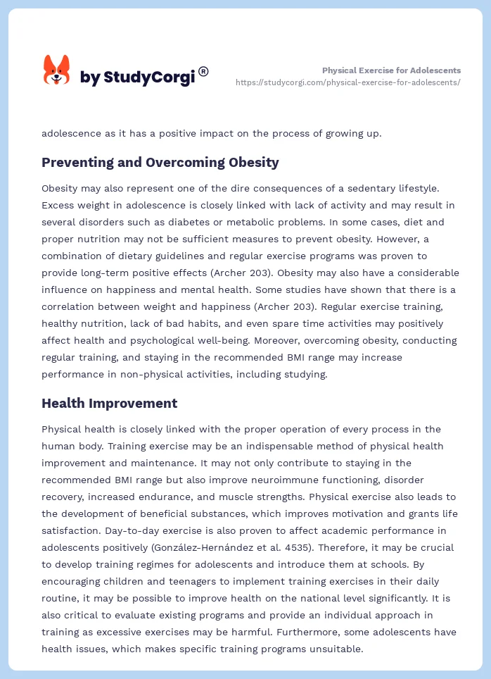 Physical Exercise for Adolescents. Page 2
