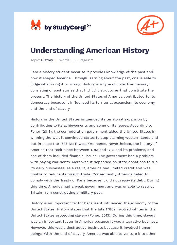 Understanding American History. Page 1