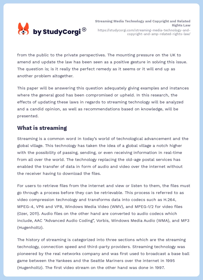 Streaming Media Technology and Copyright and Related Rights Law. Page 2