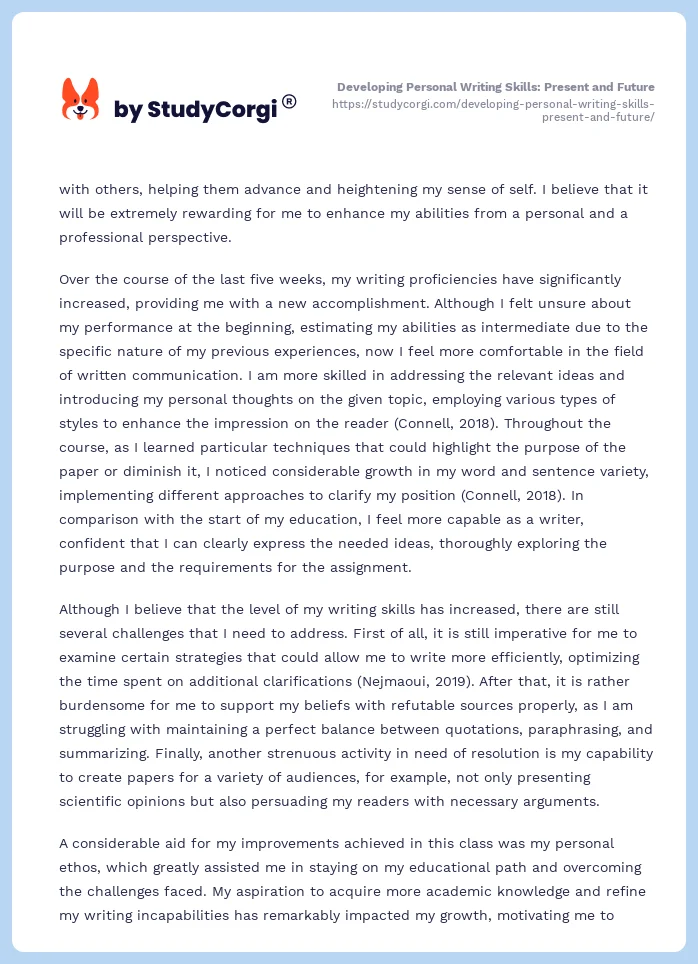 Developing Personal Writing Skills: Present and Future. Page 2