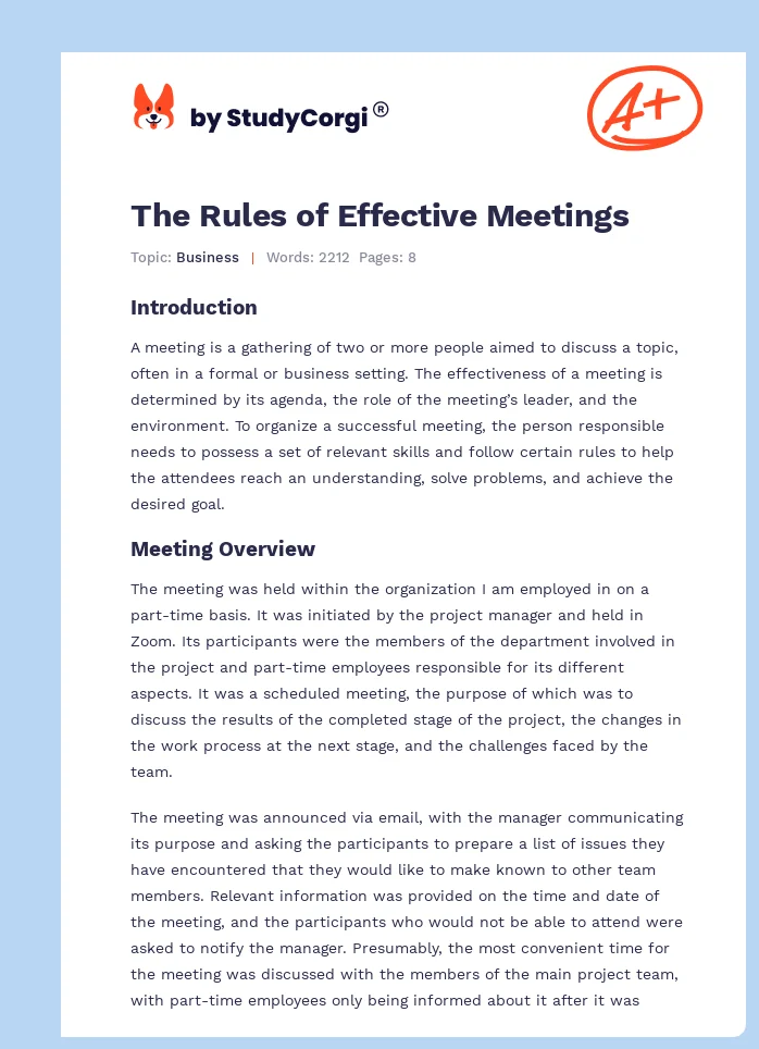 The Rules of Effective Meetings. Page 1