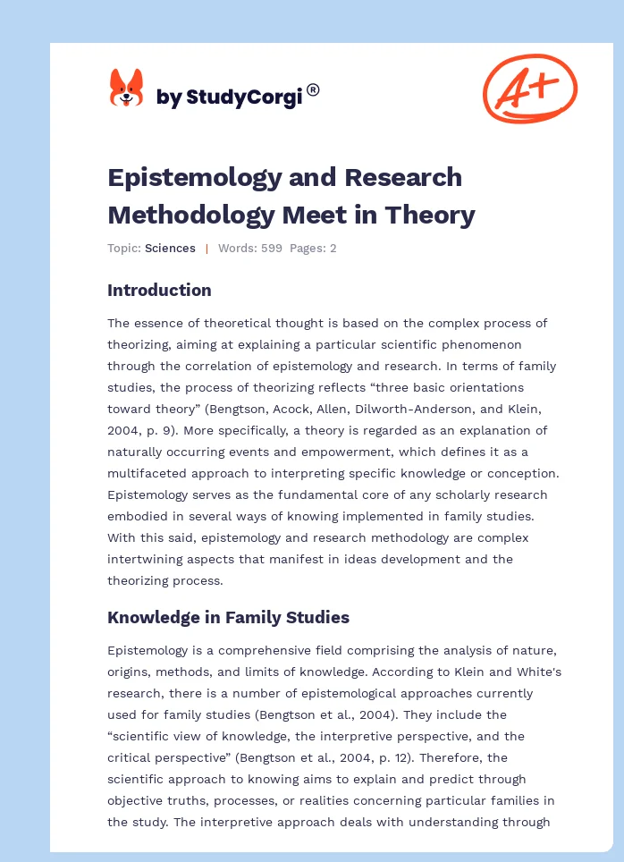 Epistemology and Research Methodology Meet in Theory. Page 1
