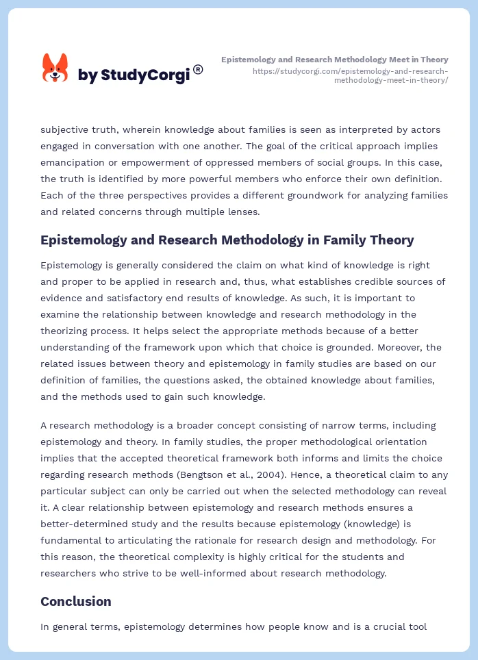 Epistemology and Research Methodology Meet in Theory. Page 2