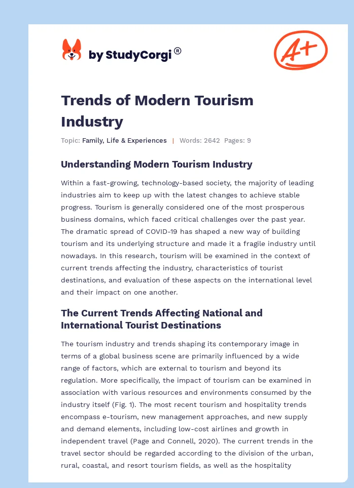 Trends of Modern Tourism Industry. Page 1