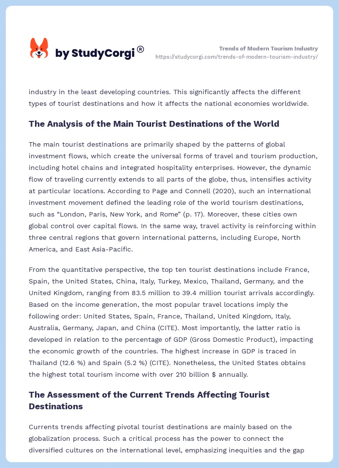 Trends of Modern Tourism Industry. Page 2