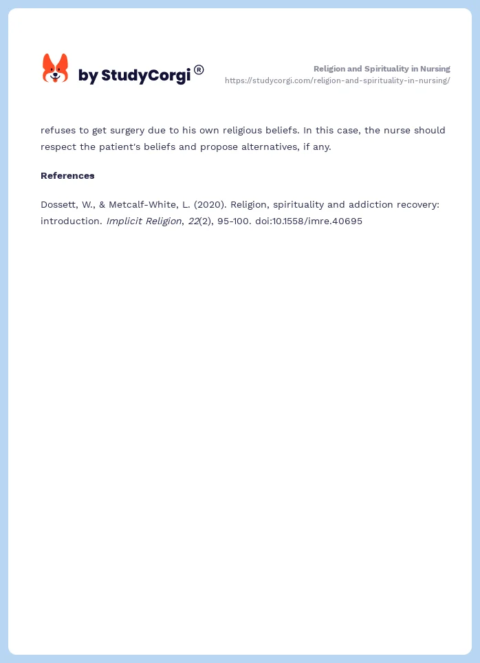 Religion and Spirituality in Nursing. Page 2