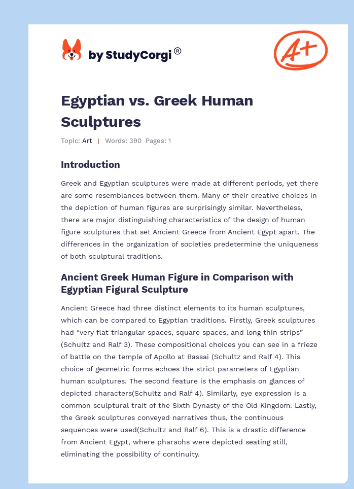 Egyptian vs. Greek Human Sculptures. Page 1
