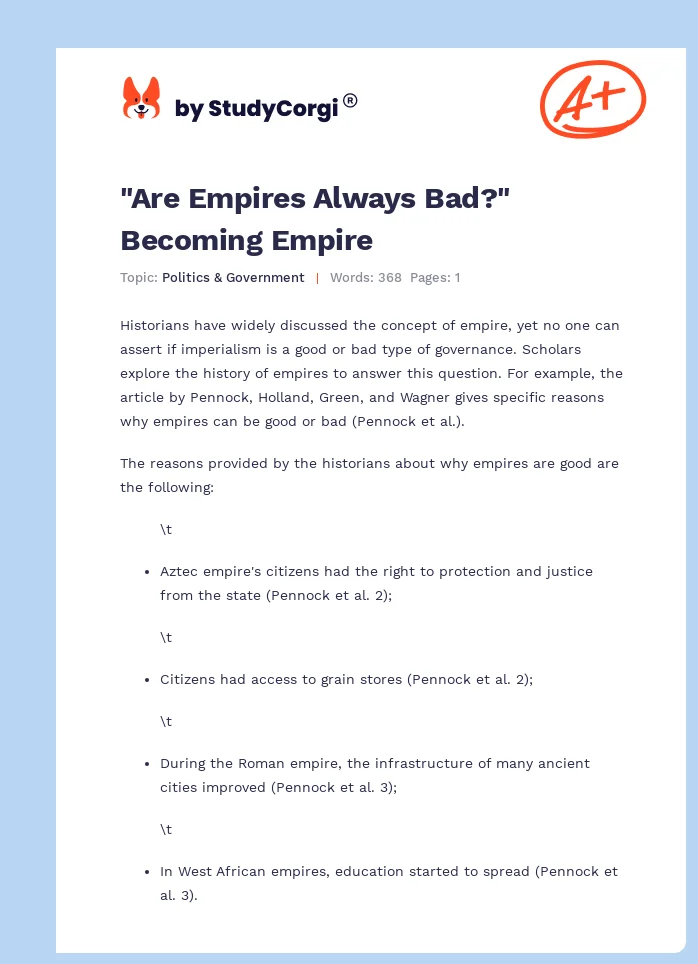 "Are Empires Always Bad?" Becoming Empire. Page 1