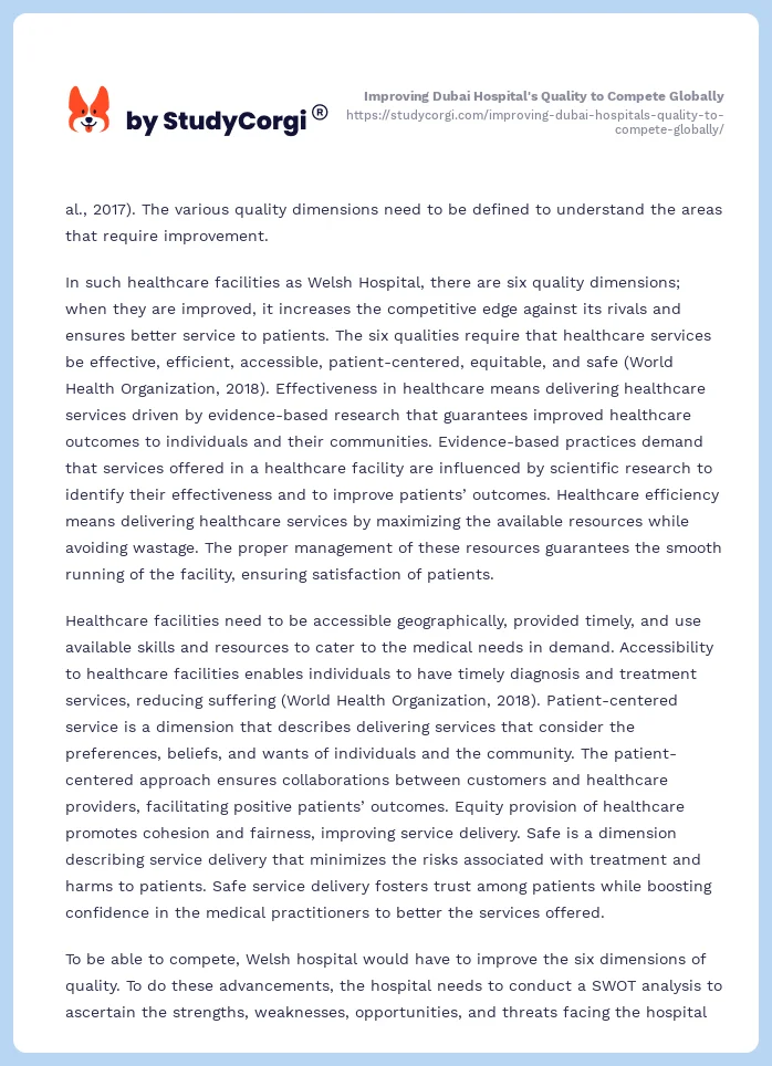 Improving Dubai Hospital's Quality to Compete Globally. Page 2