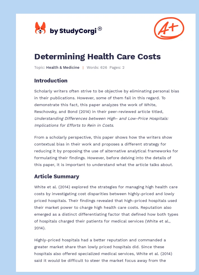 Determining Health Care Costs. Page 1
