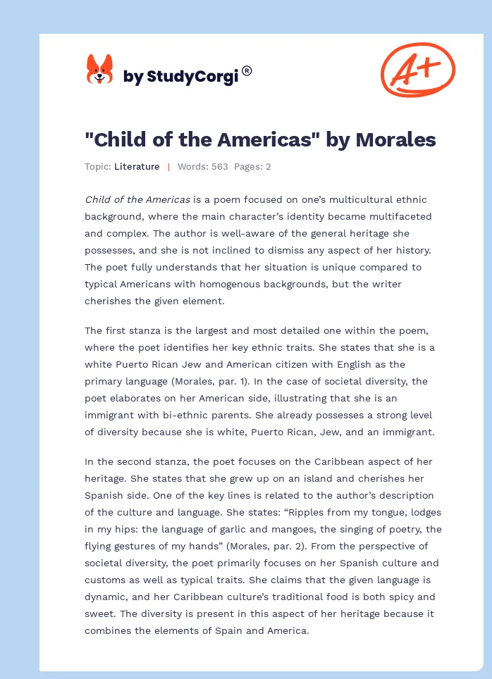 "Child of the Americas" by Morales. Page 1