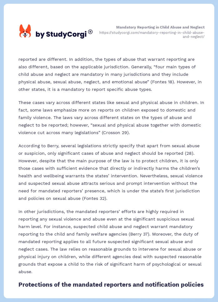 Mandatory Reporting in Child Abuse and Neglect. Page 2