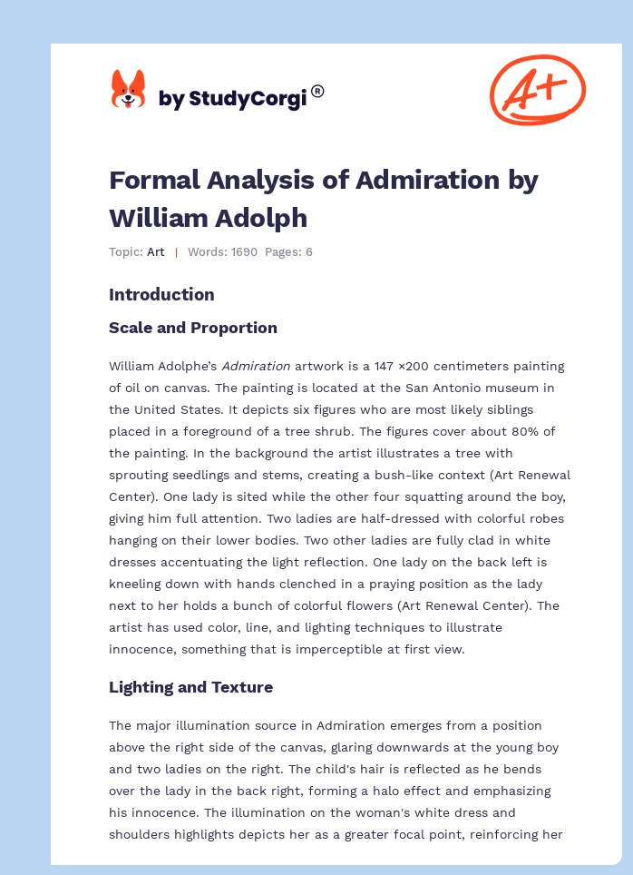 Formal Analysis of Admiration by William Adolph. Page 1