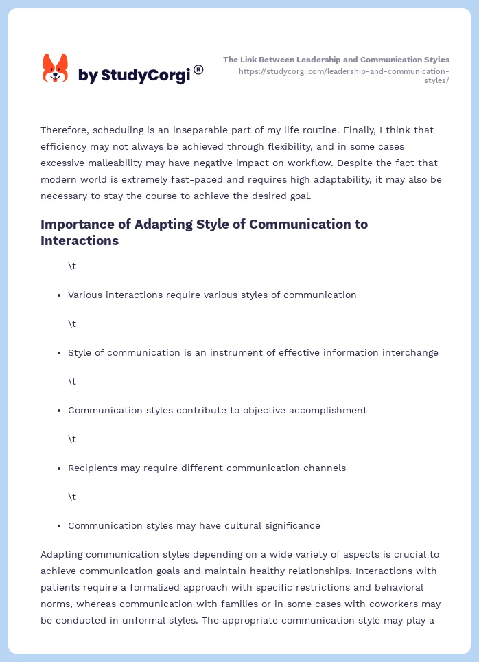 The Link Between Leadership and Communication Styles. Page 2