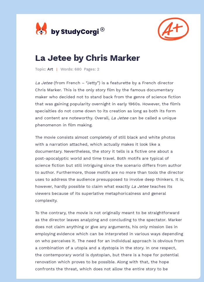 La Jetee by Chris Marker. Page 1