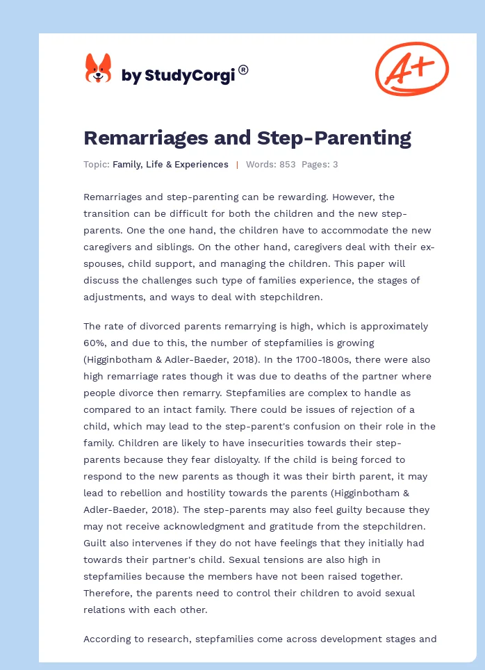 Remarriages and Step-Parenting. Page 1