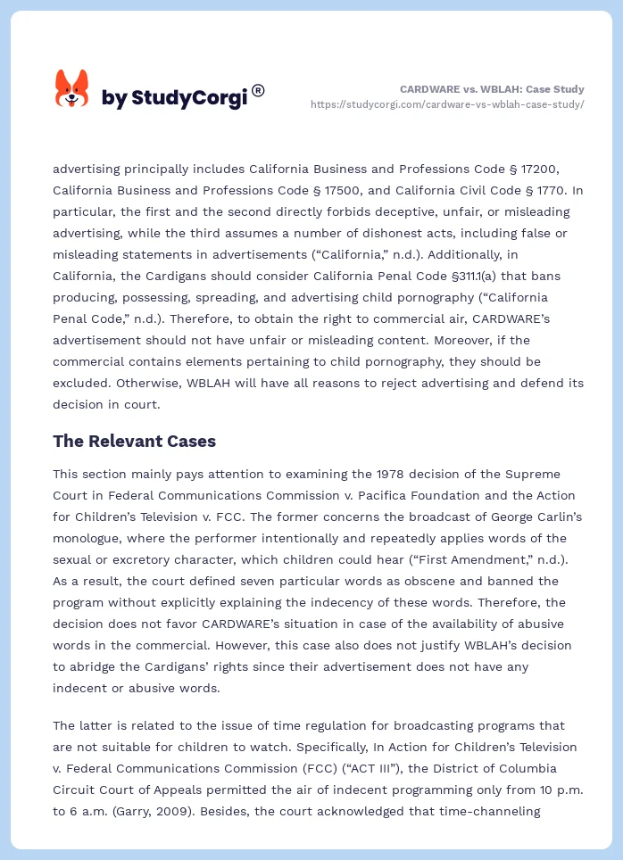 CARDWARE vs. WBLAH: Case Study. Page 2