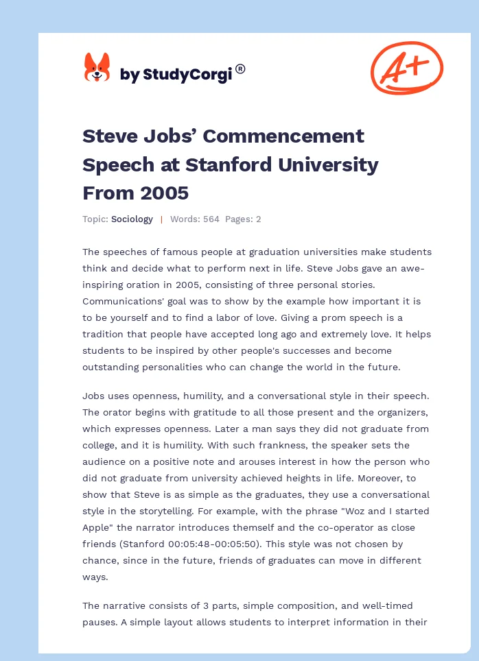 Steve Jobs’ Commencement Speech at Stanford University From 2005. Page 1