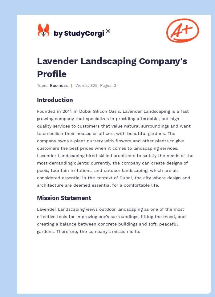 Lavender Landscaping Company's Profile. Page 1