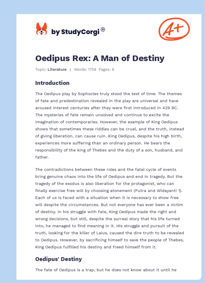 Oedipus Rex: A Man of Destiny. Page 1