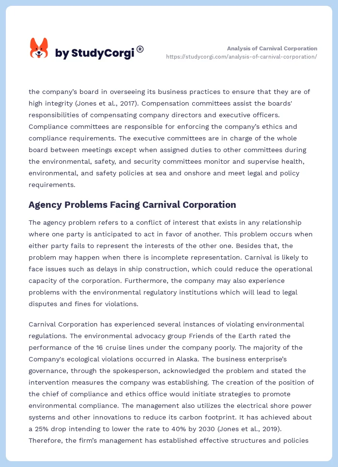 Analysis of Carnival Corporation. Page 2