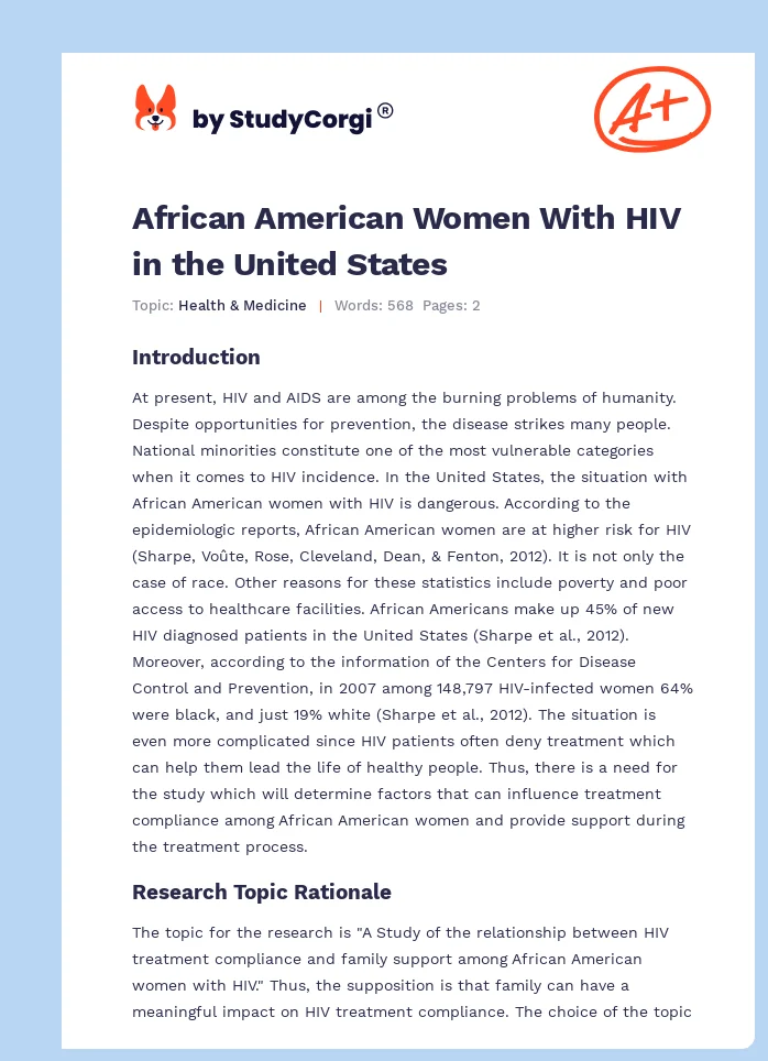 African American Women With HIV in the United States. Page 1