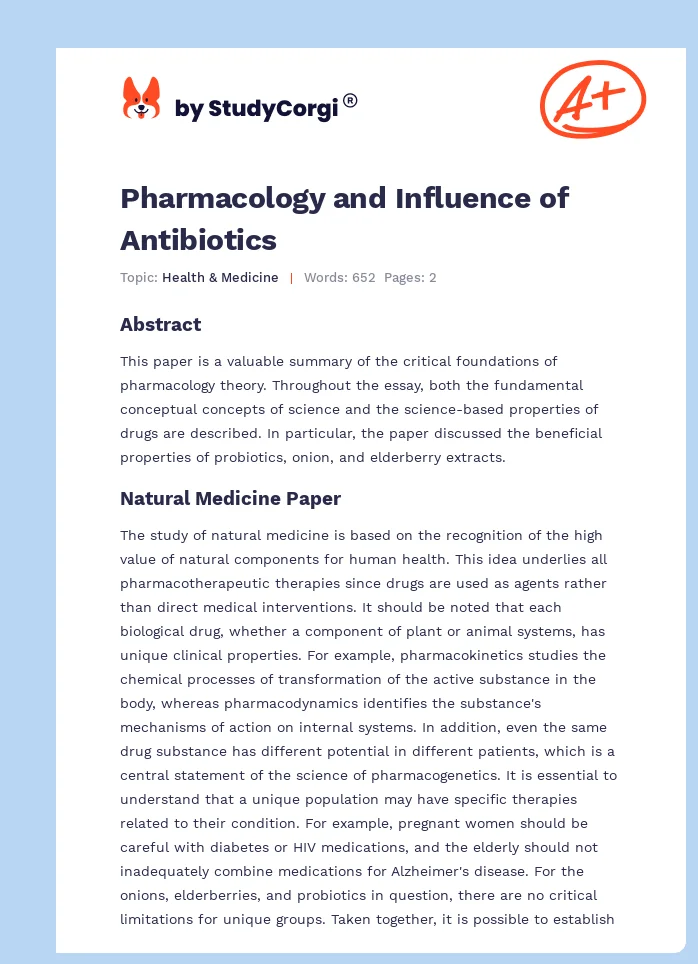 Pharmacology and Influence of Antibiotics. Page 1